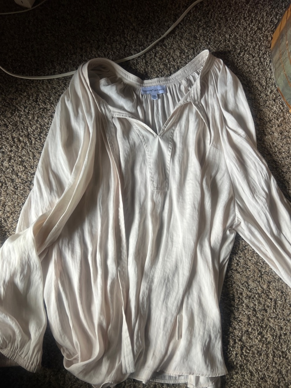 Gibson Latimer Cream Long-Sleeve Peasant Tunic